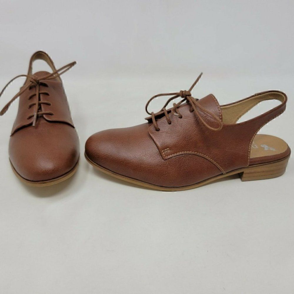 NOVACAS OXFORDS BACK STRAP BROWN VEGAN LEATHER WOMENS EU 37 US 7